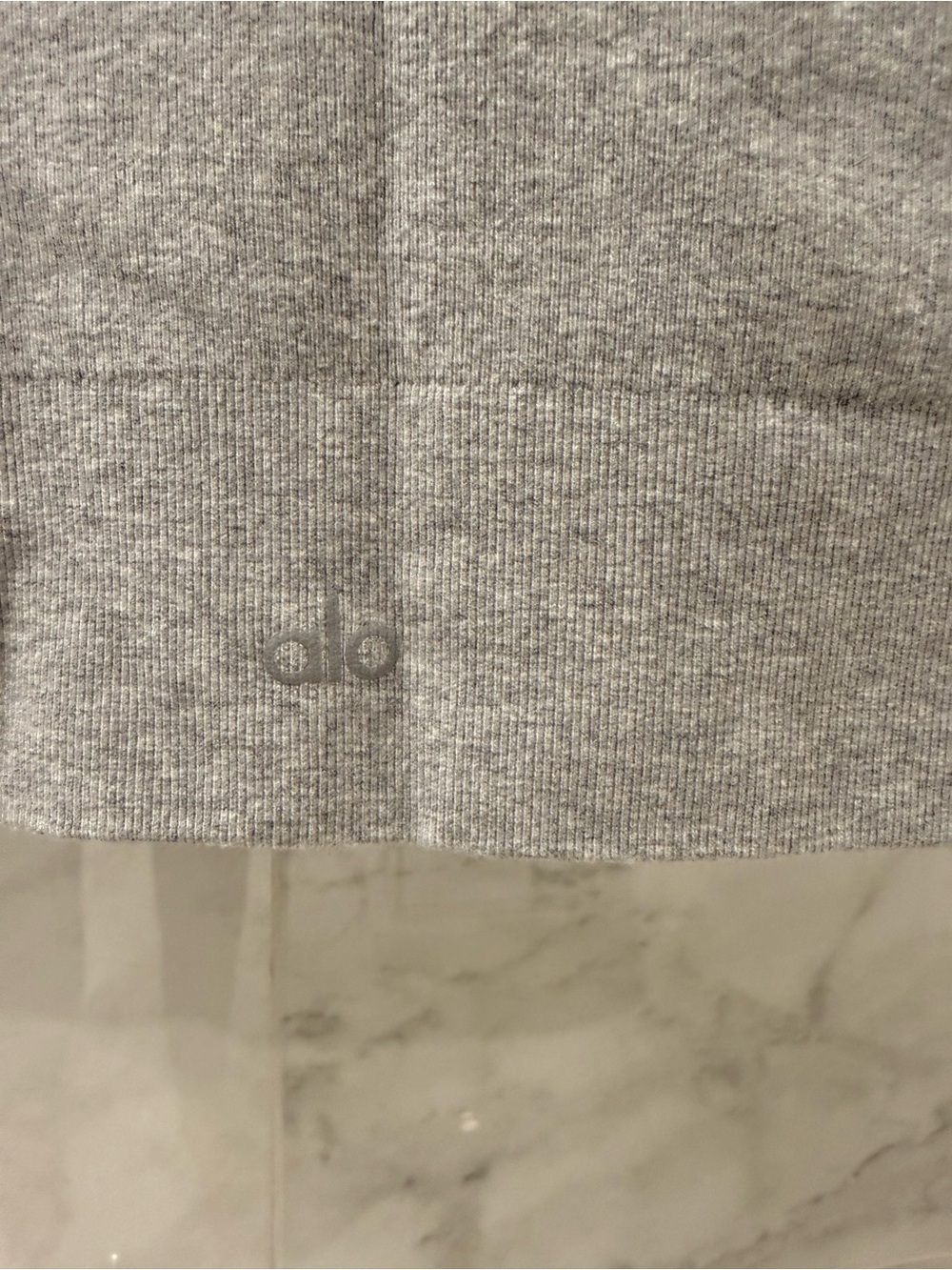 ALO Yoga Heather Grey Ribbed Racerback Crop - Picture 5 of 5